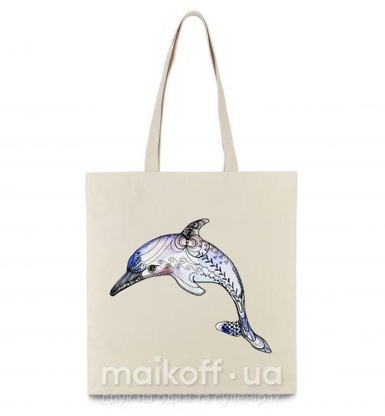 Еко-сумка Пастельный дельфин Бежевий фото