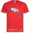 Мужская футболка Пастельный дельфин Красный фото