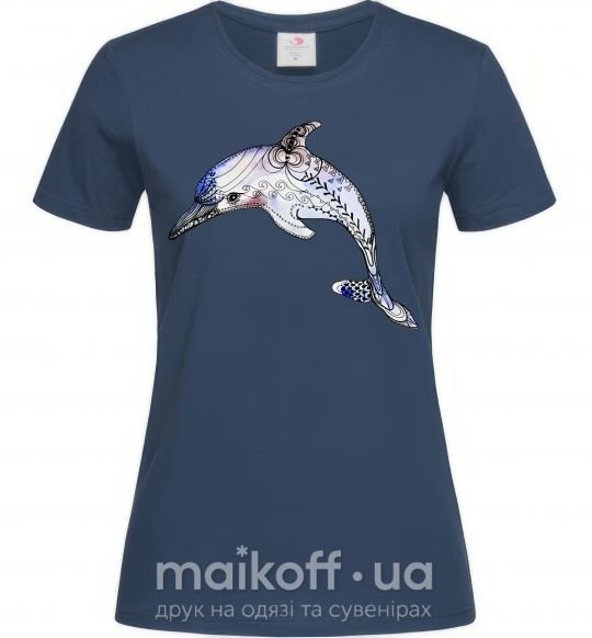 Женская футболка Пастельный дельфин Темно-синий фото