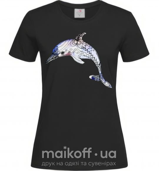 Женская футболка Пастельный дельфин Черный фото