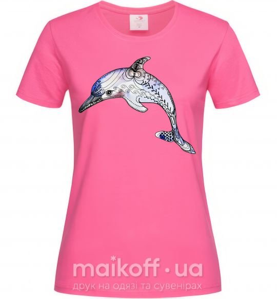 Женская футболка Пастельный дельфин Ярко-розовый фото