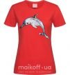 Женская футболка Пастельный дельфин Красный фото
