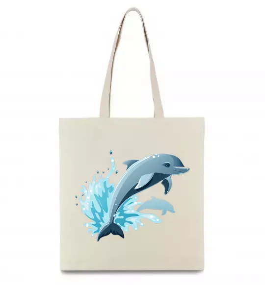 Эко-сумка Прижок дельфіна Бежевый фото