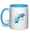 Чашка з кольоровою ручкою Прижок дельфіна Блакитний фото