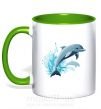 Чашка с цветной ручкой Прыжок дельфина Зеленый фото