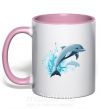 Чашка с цветной ручкой Прыжок дельфина Нежно розовый фото