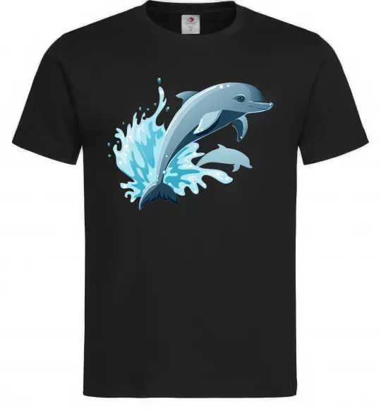 Чоловіча футболка Прижок дельфіна Чорний фото