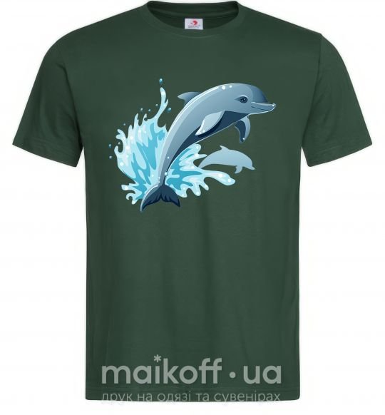 Мужская футболка Прыжок дельфина Темно-зеленый фото