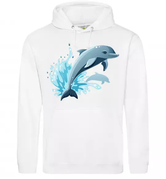 Чоловіча толстовка (худі) Прижок дельфіна Білий фото