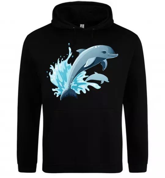 Женская толстовка (худи) Прижок дельфіна Черный фото