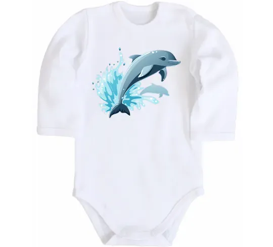 Детский боди Прижок дельфіна Белый фото