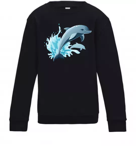 Детский Свитшот Прижок дельфіна Черный фото