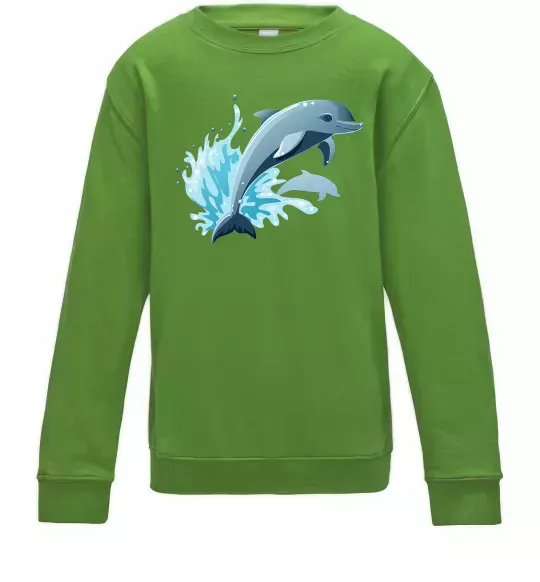 Детский Свитшот Прижок дельфіна Лаймовый фото