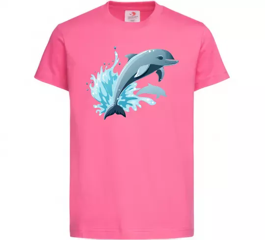 Дитяча футболка Прижок дельфіна Яскраво-рожевий фото