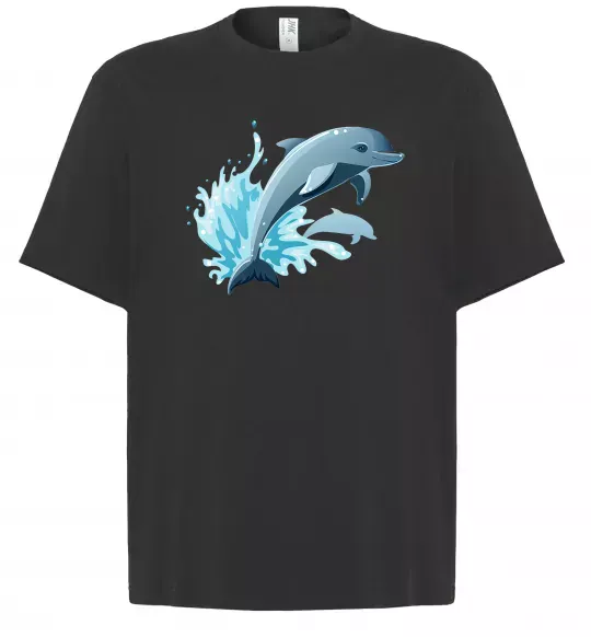 Футболка Оверсайз Прижок дельфіна Черный фото