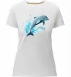 Женская премиум футболка Прижок дельфіна Белый фото