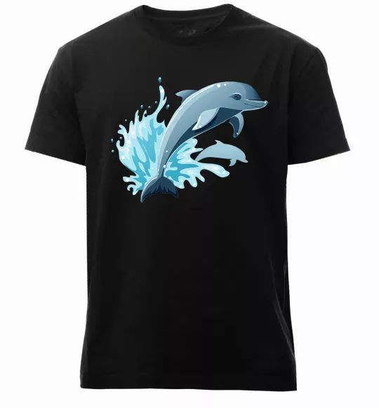 Чоловіча преміум футболка Прижок дельфіна Чорний фото