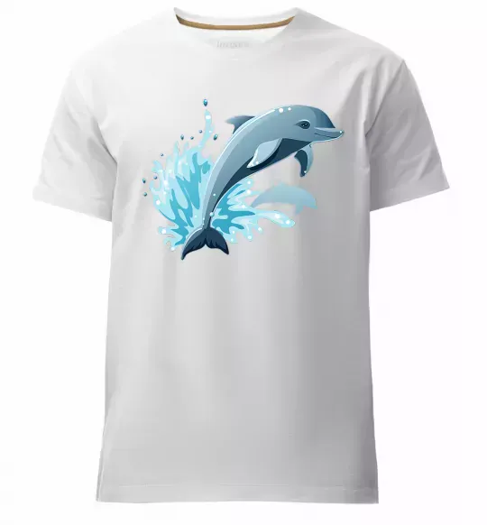 Чоловіча преміум футболка Прижок дельфіна Білий фото