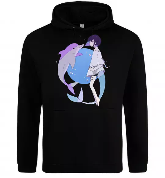 Чоловіча толстовка (худі) Anime dolphin Чорний фото