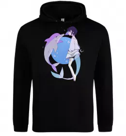 Чоловіча толстовка (худі) Anime dolphin Чорний фото