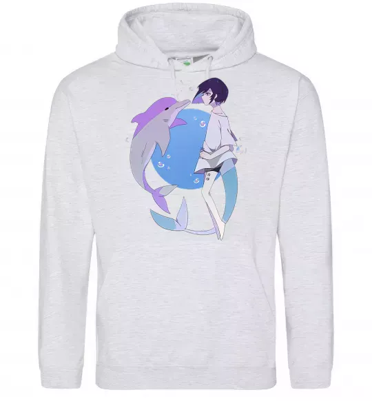 Чоловіча толстовка (худі) Anime dolphin Сірий меланж фото