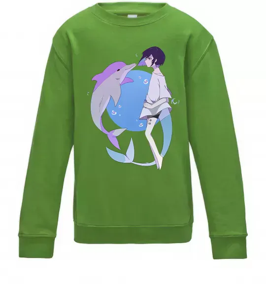 Дитячий світшот Anime dolphin Лаймовий фото