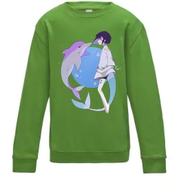 Детский Свитшот Anime dolphin Лаймовый фото