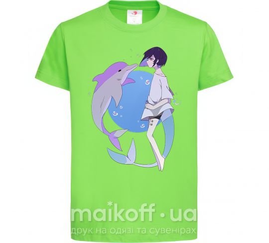 Дитяча футболка Anime dolphin Лаймовий фото