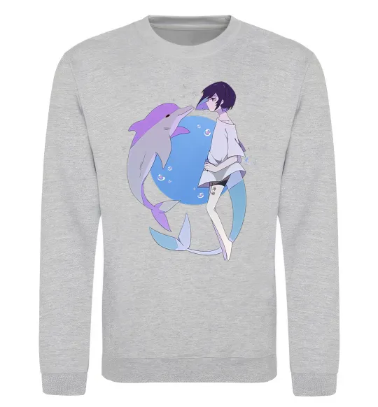 Світшот Anime dolphin Сірий меланж фото
