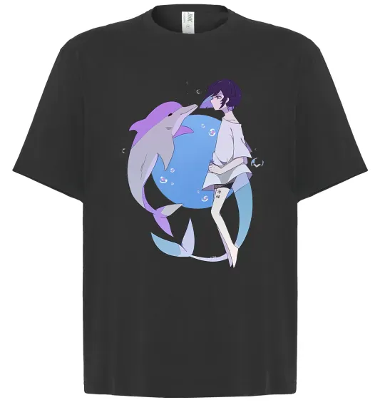 Футболка Оверсайз Anime dolphin Черный фото