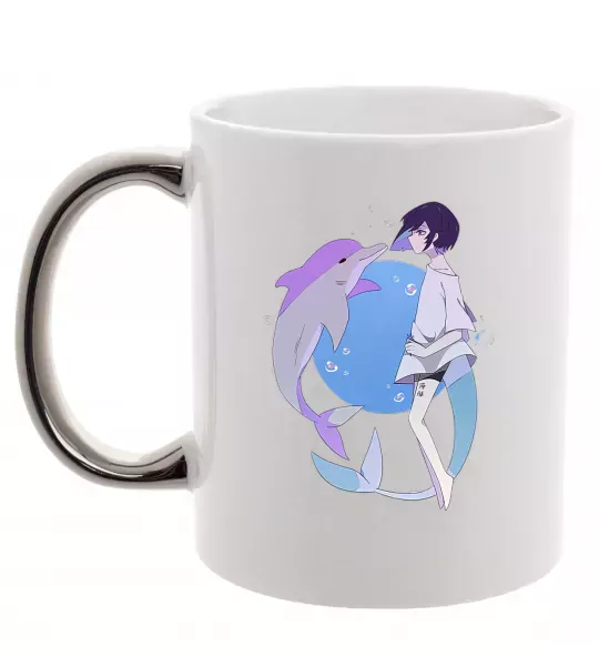 Чашка с цветной ручкой Anime dolphin Серебро фото