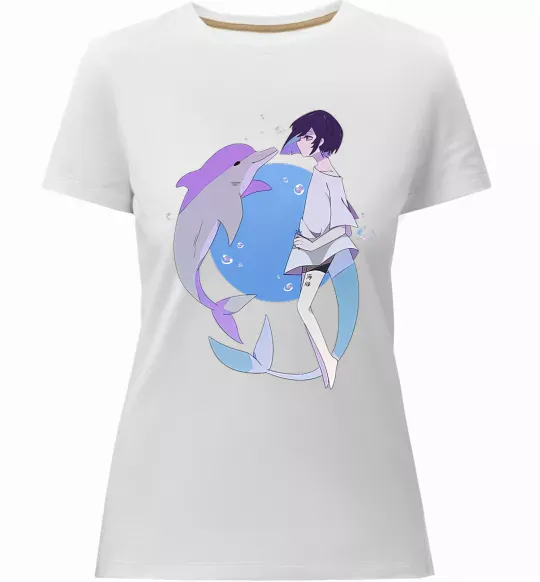 Женская премиум футболка Anime dolphin Белый фото
