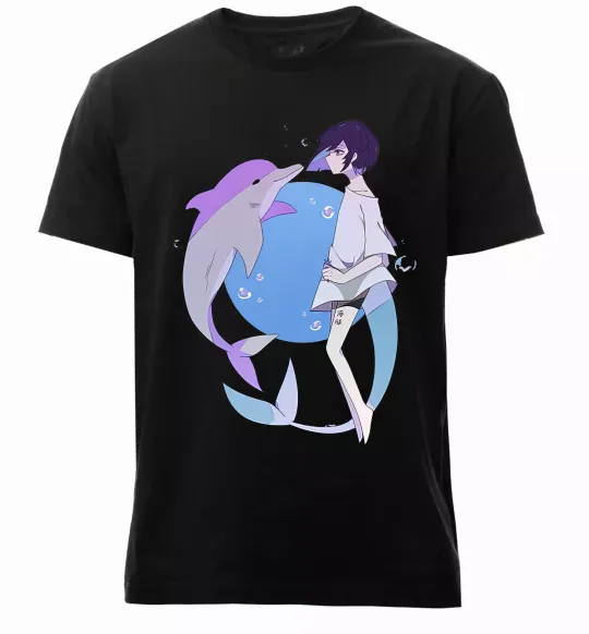Чоловіча преміум футболка Anime dolphin Чорний фото