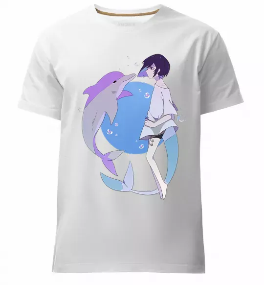 Чоловіча преміум футболка Anime dolphin Білий фото