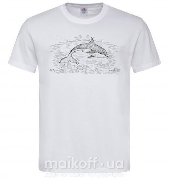 Мужская футболка Swimming dolphin Белый фото