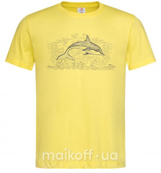Мужская футболка Swimming dolphin Лимонный фото