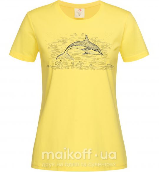 Жіноча футболка Swimming dolphin Лимонний фото