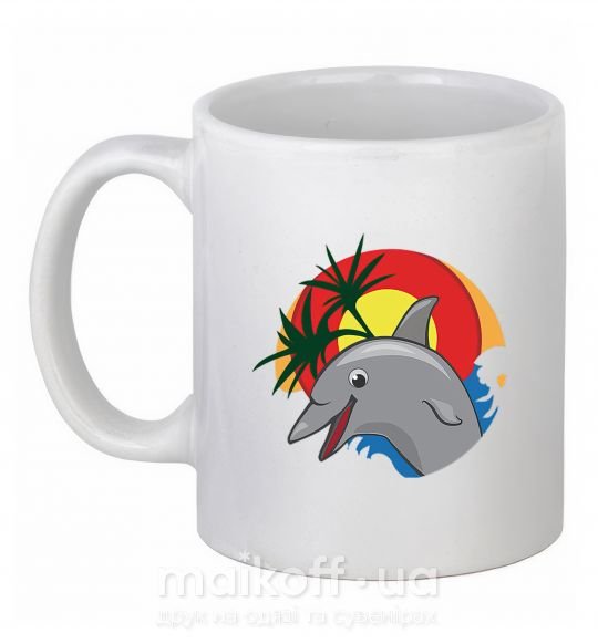 Чашка керамическая Счастливый дельфин Белый фото