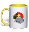 Чашка з кольоровою ручкою Счастливый дельфин Сонячно жовтий фото