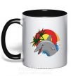 Чашка с цветной ручкой Счастливый дельфин Черный фото