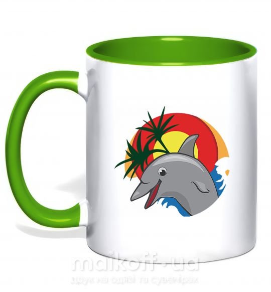 Чашка с цветной ручкой Счастливый дельфин Зеленый фото