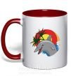 Чашка с цветной ручкой Счастливый дельфин Красный фото