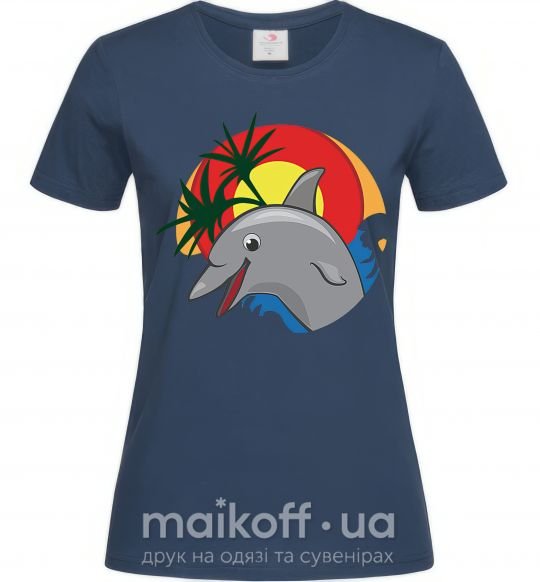 Жіноча футболка Счастливый дельфин Темно-синій фото