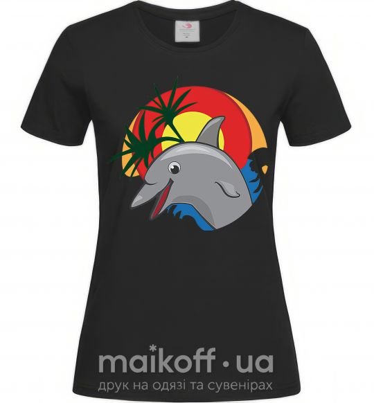 Жіноча футболка Счастливый дельфин Чорний фото