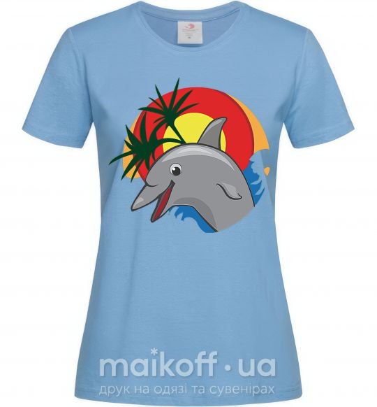 Жіноча футболка Счастливый дельфин Блакитний фото