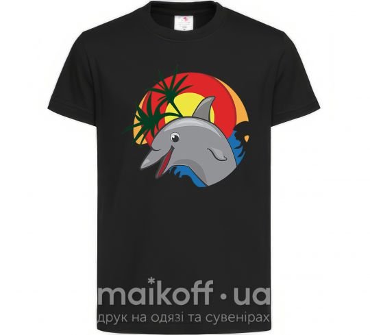 Дитяча футболка Счастливый дельфин Чорний фото