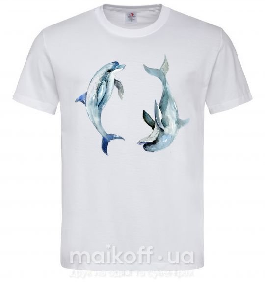 Мужская футболка Пастельные дельфины Белый фото