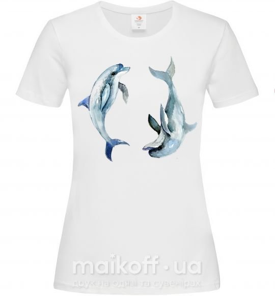 Жіноча футболка Пастельные дельфины Білий фото