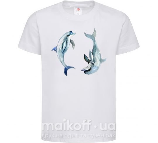 Дитяча футболка Пастельные дельфины Білий фото