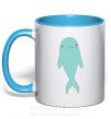 Чашка с цветной ручкой Голубой дельфин Голубой фото